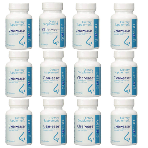 Grossan Clear-Ease Tablets 12 Pack for Healthy & Clear Ears, Nose and Throat